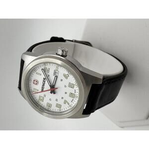 Wenger Swiss Made 7292X Quartz Watch – 30mm White Dial, Black Leather Band